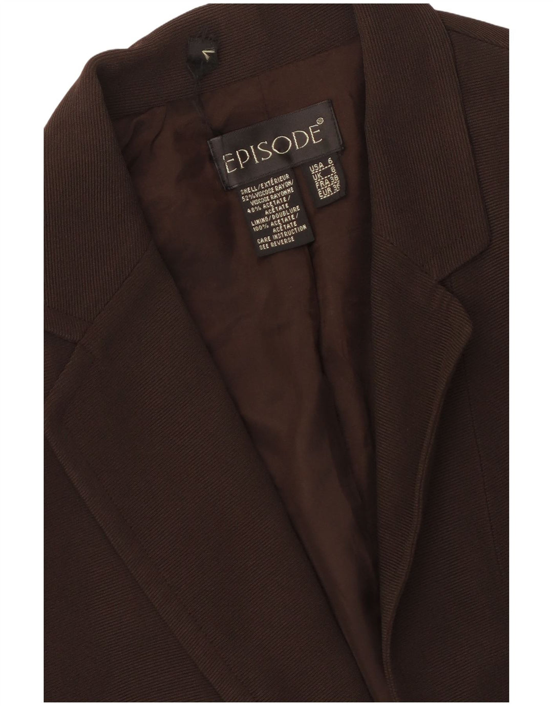Giacca blazer da donna a 1 bottone Episode UK 8 piccola viscosa marrone