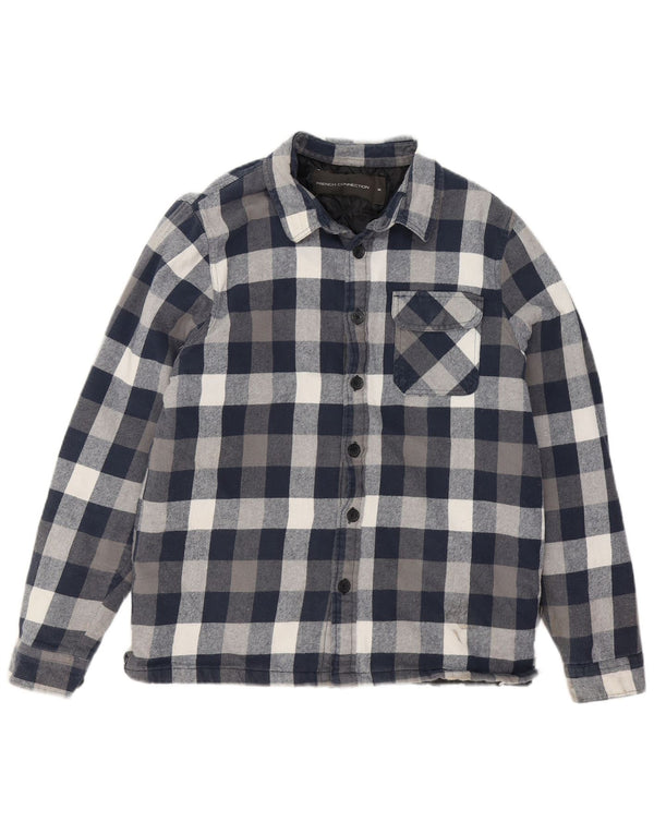 FRENCH CONNECTION Mens Lumberjack Flannel Shirt Medium Navy Blue Check