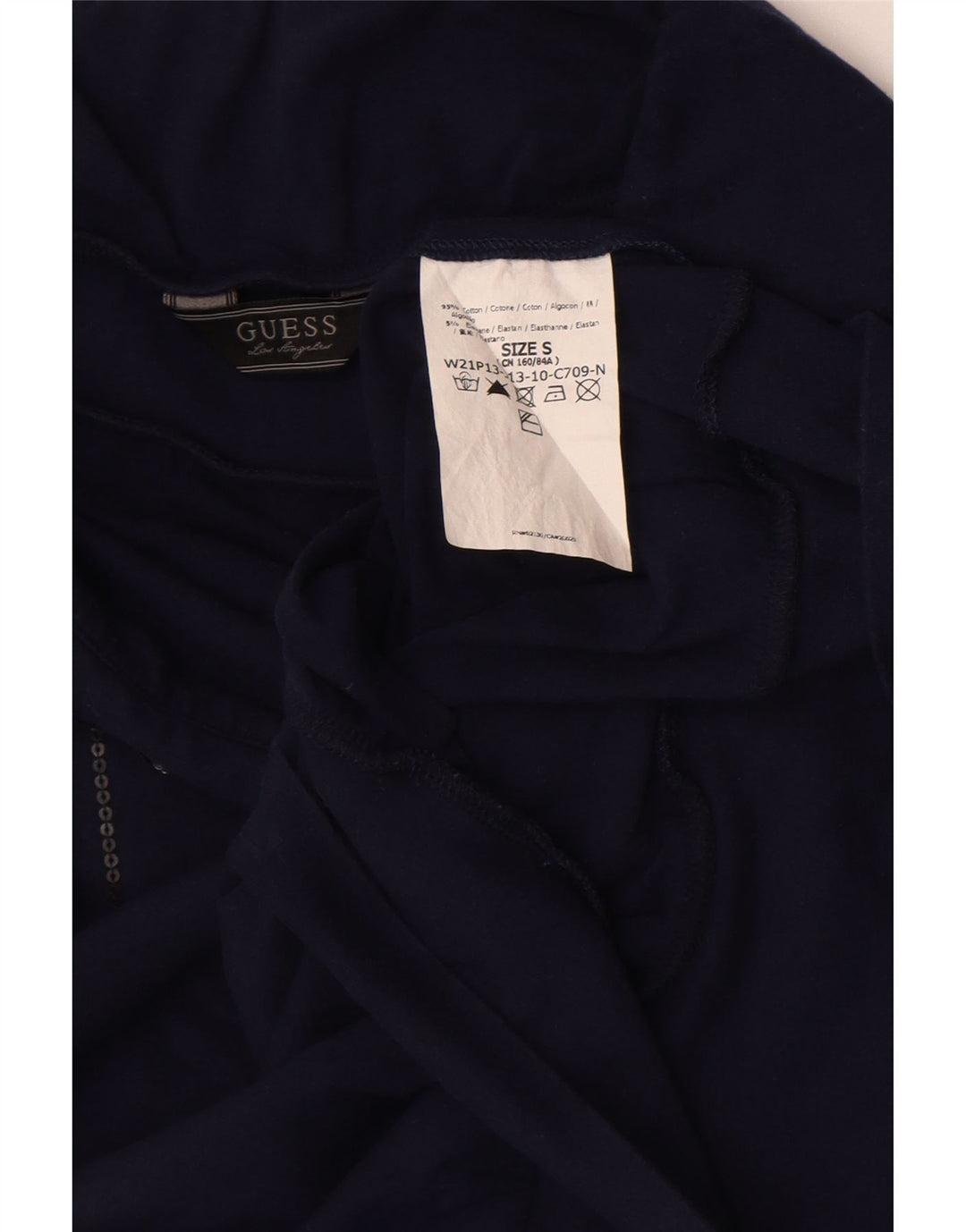 Guess Top corto senza spalline con grafica da donna UK 8 Small Cotone blu navy
