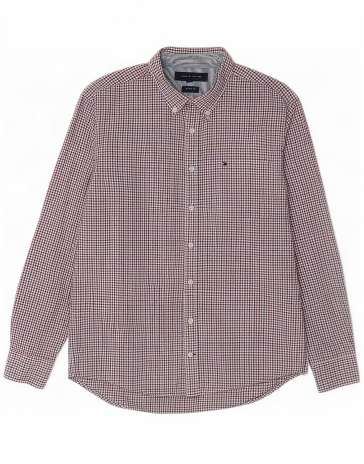 Tommy Hilfiger Camicia regular fit da uomo grande in cotone a quadri rossi