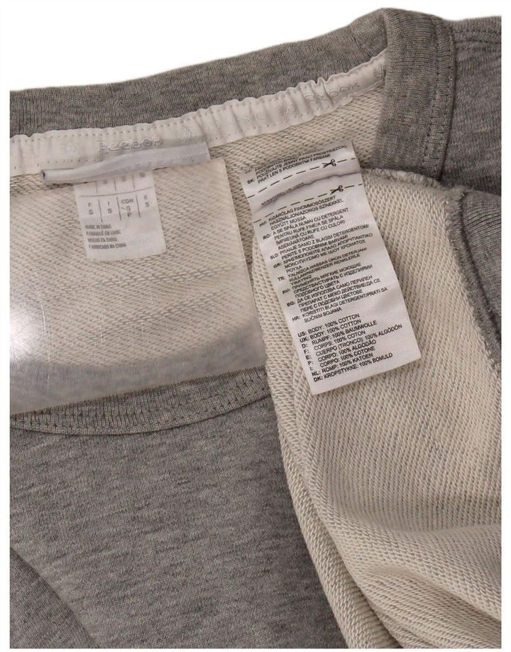 Felpa oversize da donna REEBOK maglione UK 10 piccolo cotone grigio