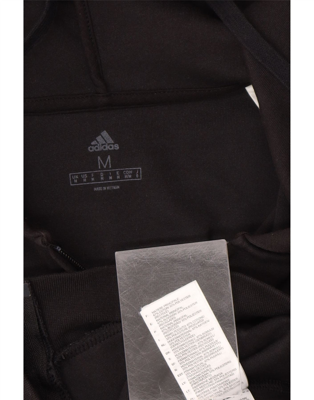 ADIDAS Mens Zip Hoodie Sweater Medium Black Cotton Vintage Adidas and Second-Hand Adidas from Messina Hembry 