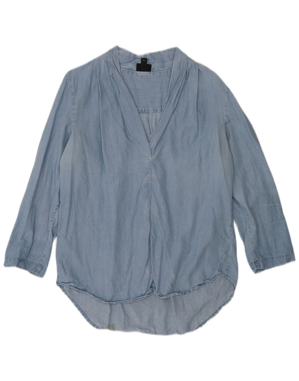 MOSSIMO Camicetta a maniche lunghe da donna UK 16 Large Lyocell blu