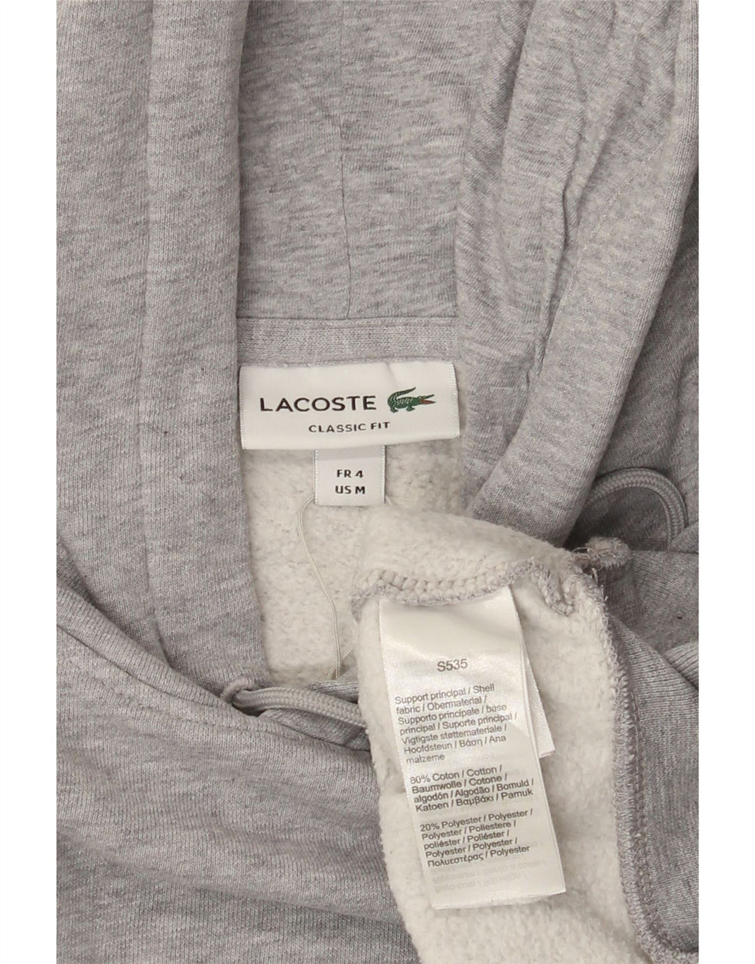 Felpa con cappuccio grafica da uomo Lacoste taglia 4 color block grigio medio