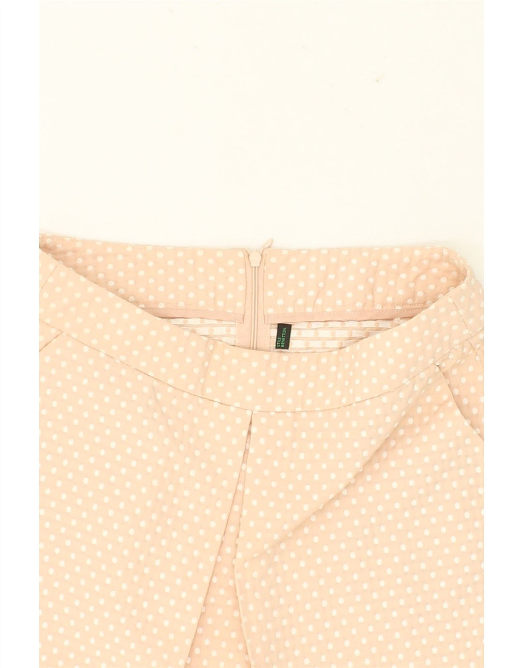 BENETTON Womens Mini Skirt UK 8 Small W28  Beige Polka Dot Polyester Vintage Benetton and Second-Hand Benetton from Messina Hembry 