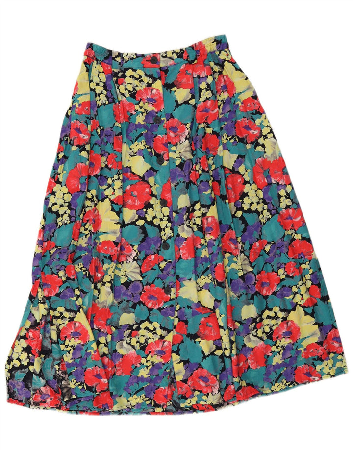 Gonna a trapezio a vita alta da donna vintage EU 40 media W28 multicolore