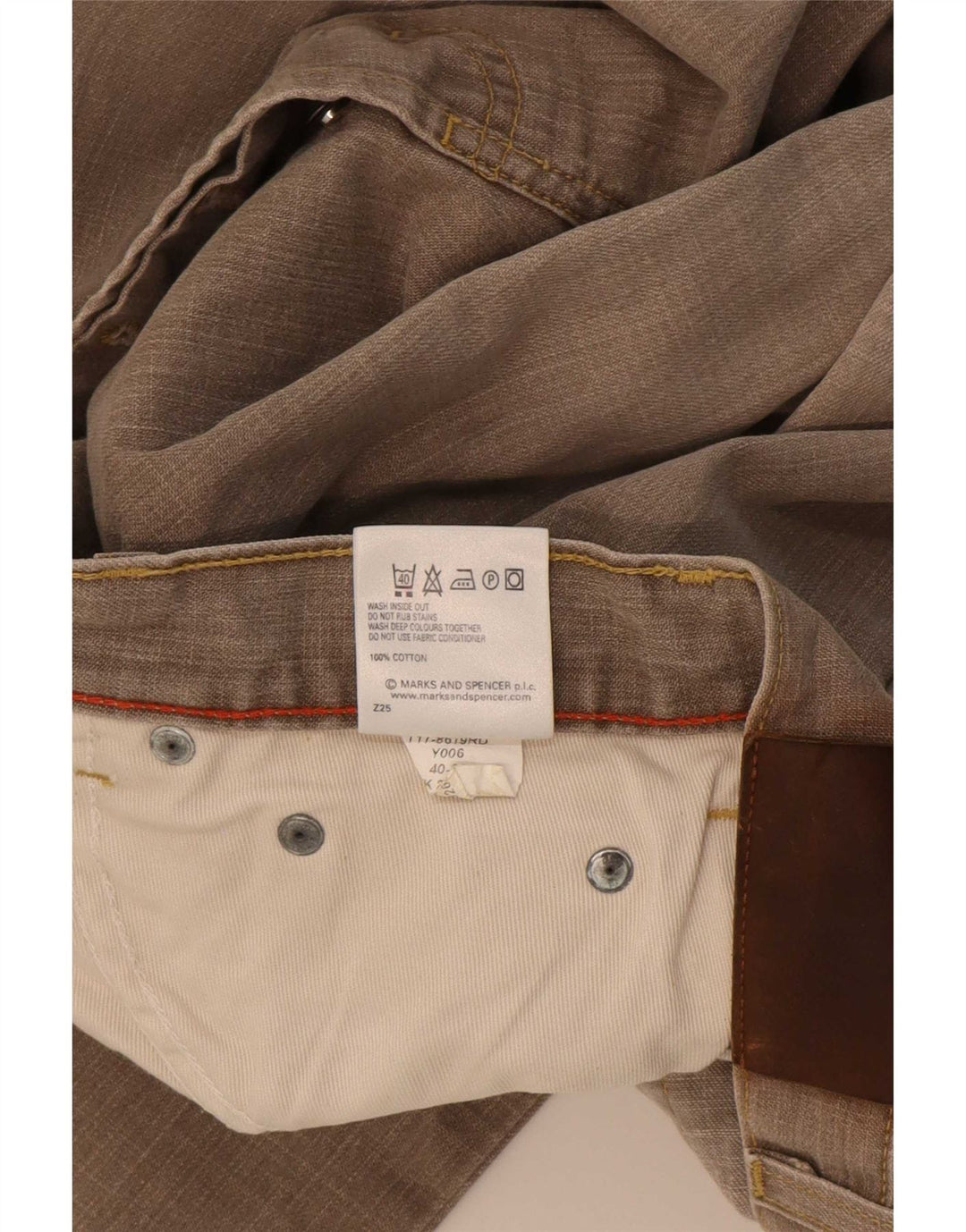 Jeans dritti da uomo Marks & Spencer W40 L33 cotone kaki