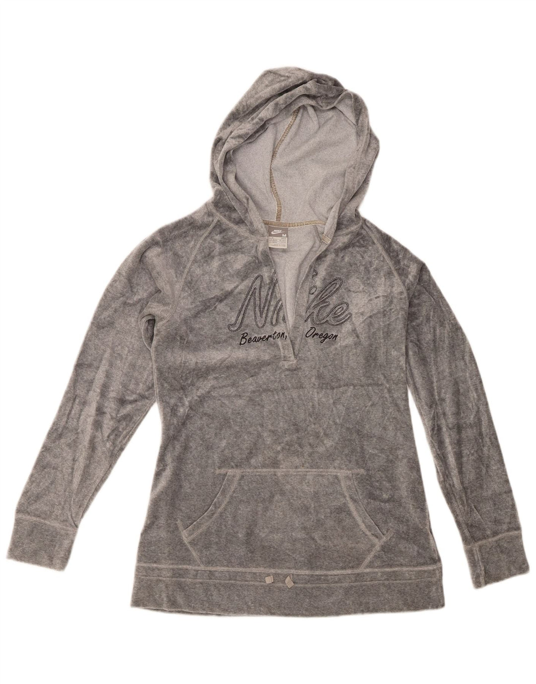 Felpa con cappuccio grafica da donna Nike UK 10/12 Cotone grigio medio