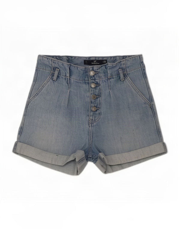 Pantaloncini di jeans Hollister da donna US 4 Small W26 Blu Cotone