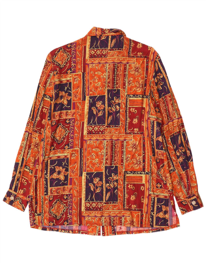 Camicetta camicia da donna David Jones US 12 grande viscosa patchwork multicolore