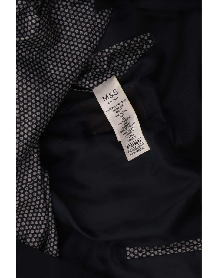 Giacca blazer a 2 bottoni Marks & Spencer da uomo UK 48 2XL poliestere blu navy