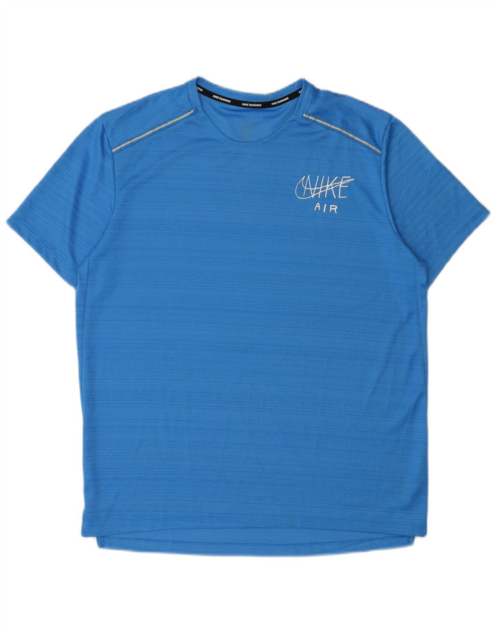 T-shirt grafica da uomo Nike Dri Fit Top grande gessato blu