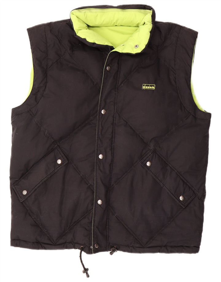 DIADORA Gilet imbottito reversibile da uomo vestibilità ampia UK 38 verde medio