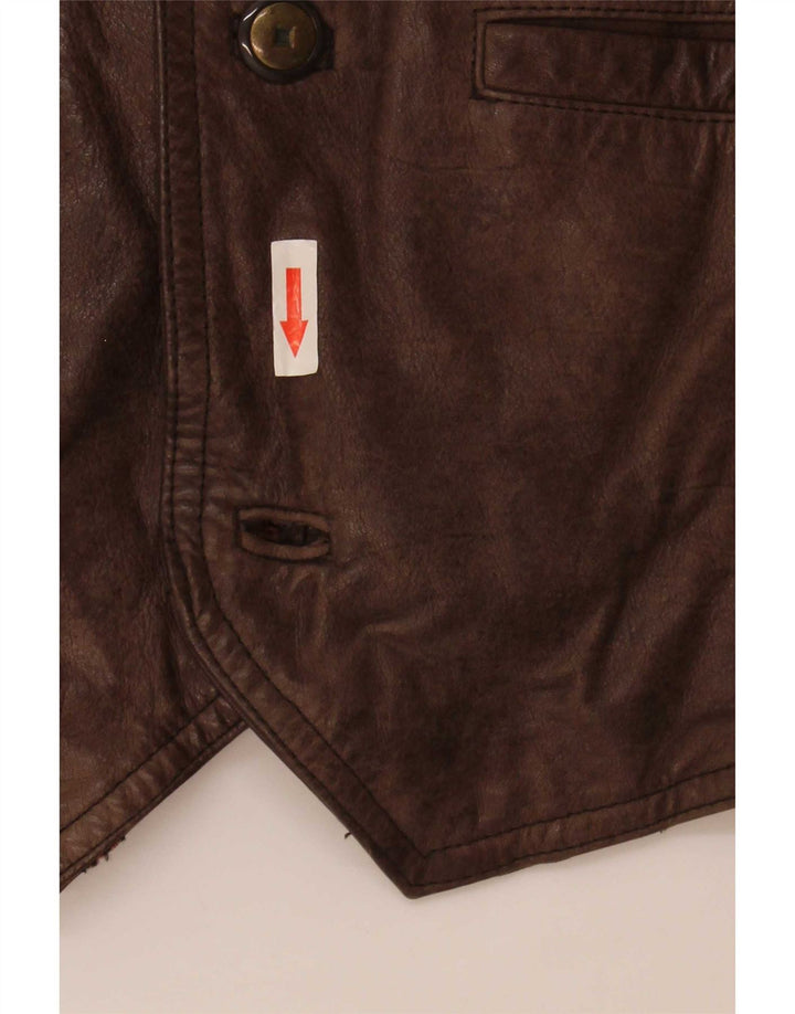 Gilet in pelle da uomo vintage IT 58 2XL Marrone