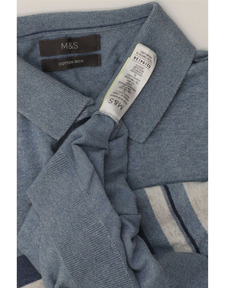Polo da uomo Marks & Spencer grande in cotone a righe blu