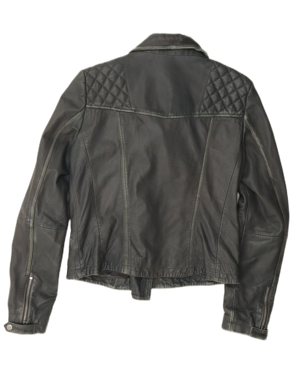 Giacca da motociclista in pelle da donna All Saints UK 12 Grigio medio