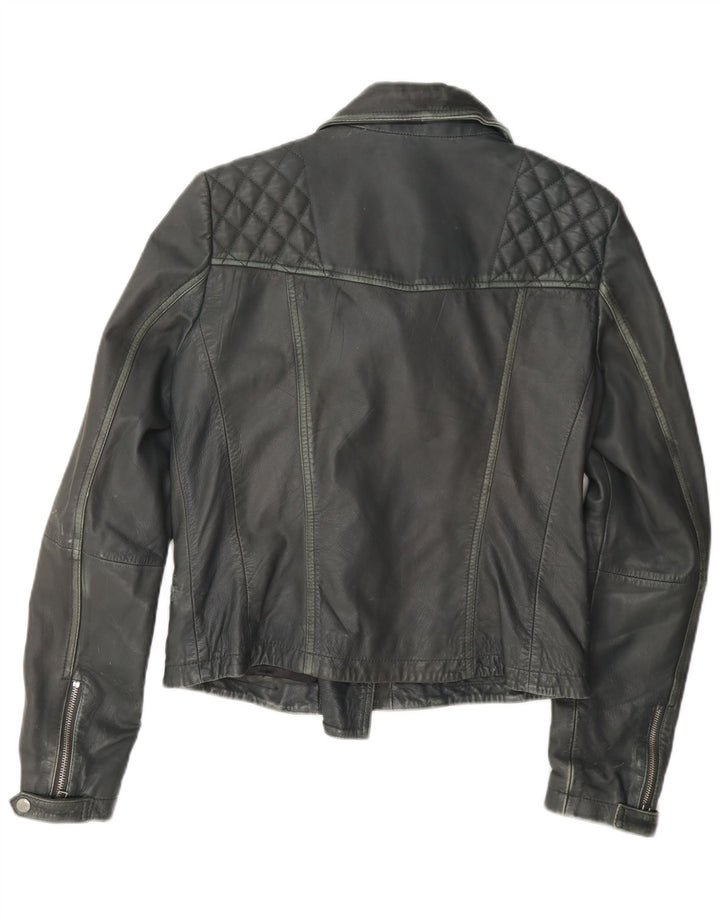 Giacca da motociclista in pelle da donna All Saints UK 12 Grigio medio