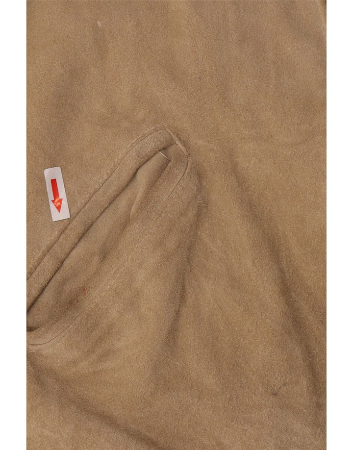 Giacca vintage in pelle scamosciata da uomo UK 40 grande beige