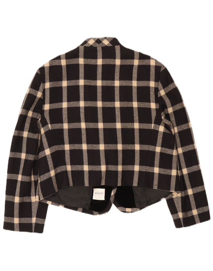 Giacca blazer da donna a 1 bottone Basler UK 18 XL lana a quadri nera