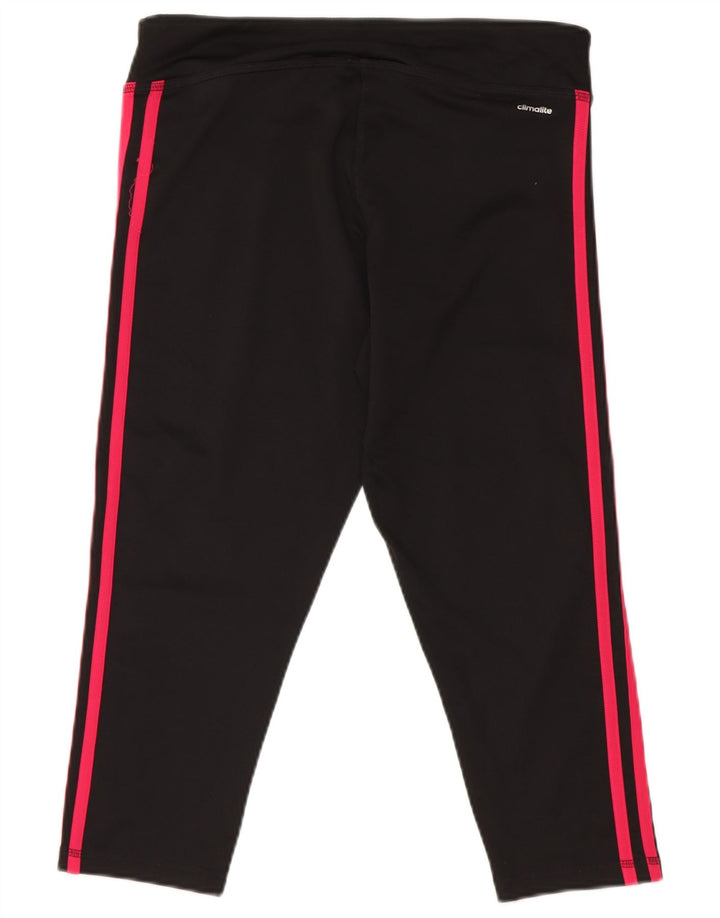 ADIDAS Womens Climalite Capri Leggings UK 12/14 Medium  Black Polyester