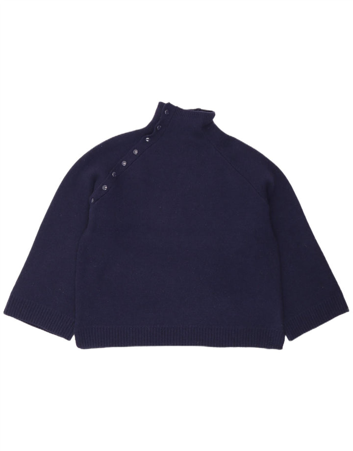 Maglione oversize da donna Zara con collo dolcevita UK 10 piccolo in lana blu navy