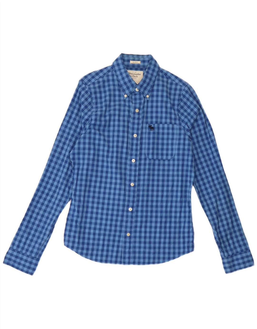 Camicia a quadri da uomo Abercrombie & Fitch in cotone a quadri blu medio