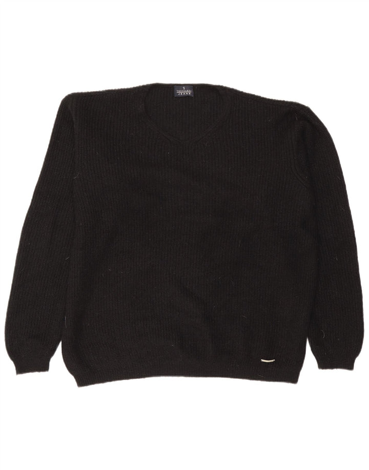 Maglione Trussardi Uomo Scollo a V Large Nero in Poliammide