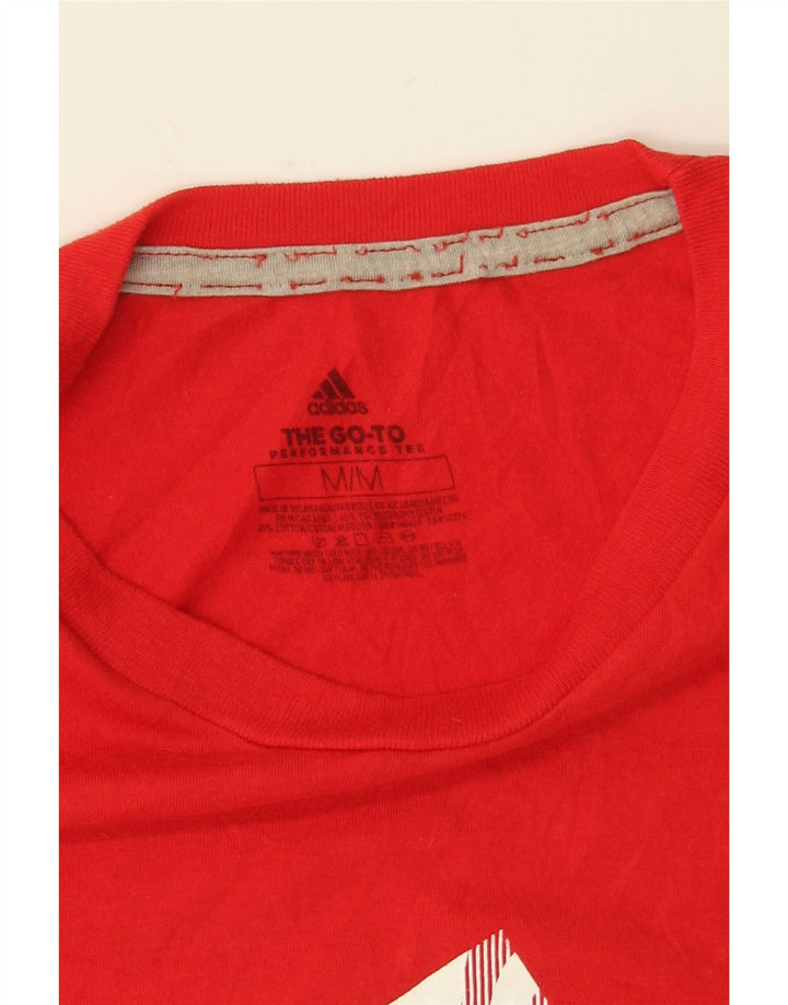 ADIDAS Mens Climalite Graphic T-Shirt Top Medium Red Cotton