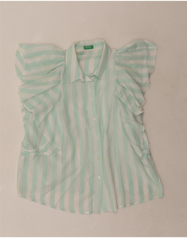 Camicetta senza maniche da donna Benetton UK 16 Lyocell a righe verdi grandi