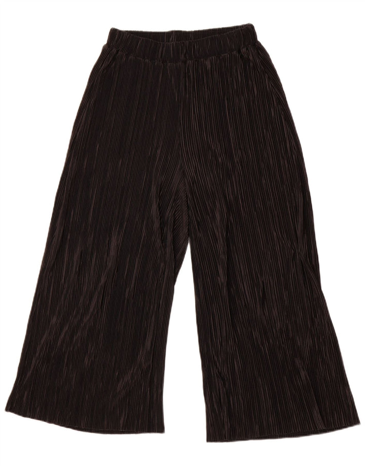 Pantaloni Capri a Gamba Larga da Donna ZARA XS W24 L23 Poliestere Nero