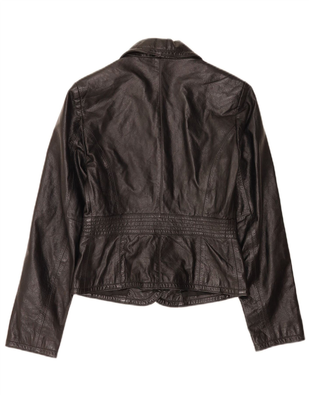 Giacca blazer in pelle a 2 bottoni corta da donna Sisley IT 40 piccola nera