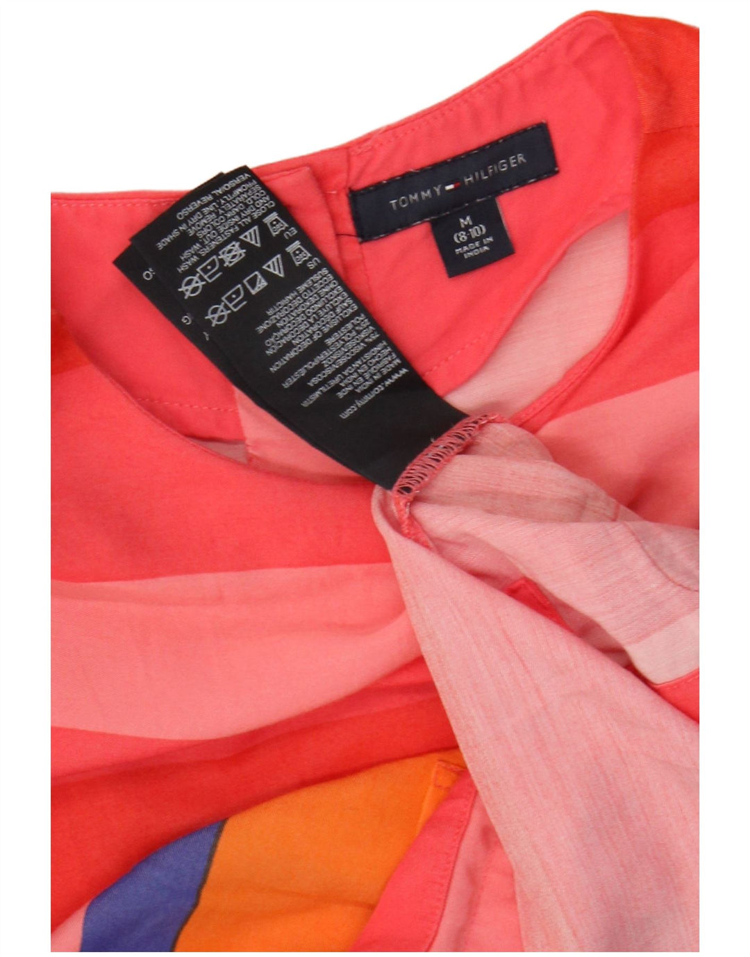 TOMMY HILFIGER Top Blusa Bambina 8-9 Anni Viscosa Rigata Rossa Media