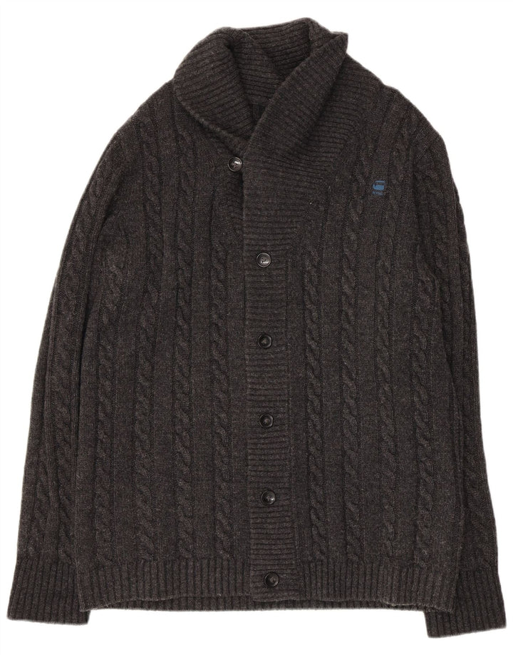 Maglione cardigan da uomo G-Star XL in lana d'agnello grigia