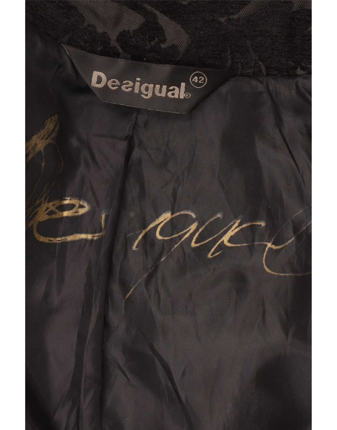 Desigual Cappotto da donna vestibilità regolare EU 42 Large Nero Floreale Moderno