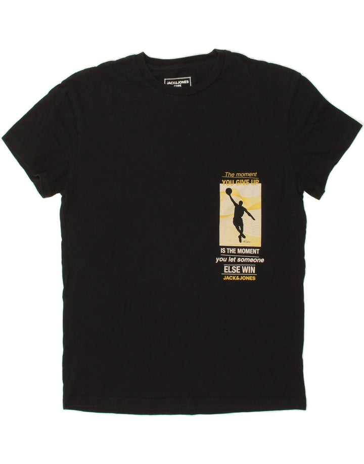 JACK & JONES Mens Graphic T-Shirt Top Medium Black Cotton Vintage Jack & Jones and Second-Hand Jack & Jones from Messina Hembry 