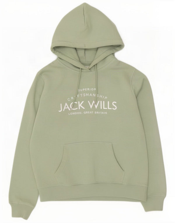 Jack Wills Maglia con cappuccio oversize con grafica da donna UK 10 Small Verde Cotone