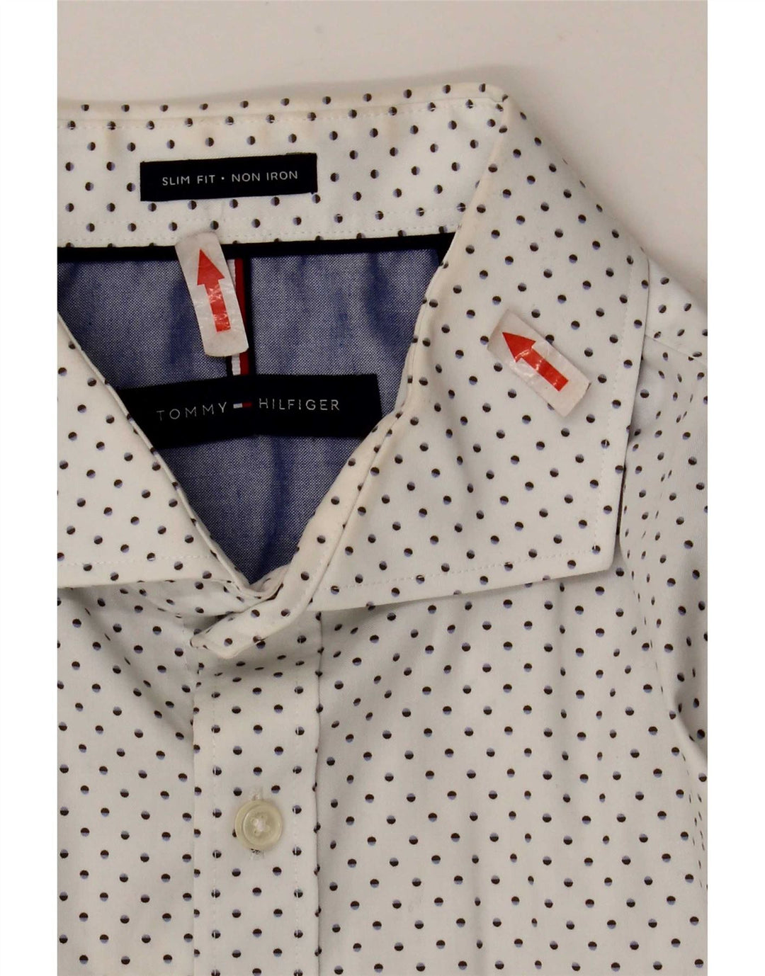 Camicia slim fit da uomo Tommy Hilfiger taglia 16 grande bianca maculata