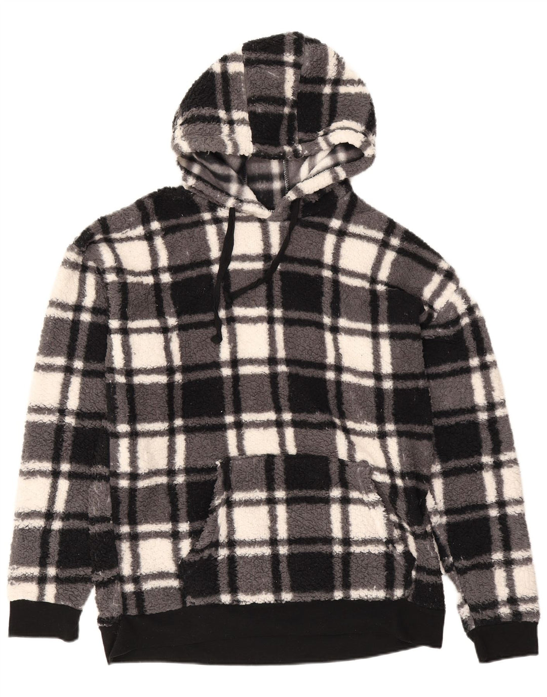 Maglione in pile da uomo con cappuccio Penguin, poliestere medio a quadri nero