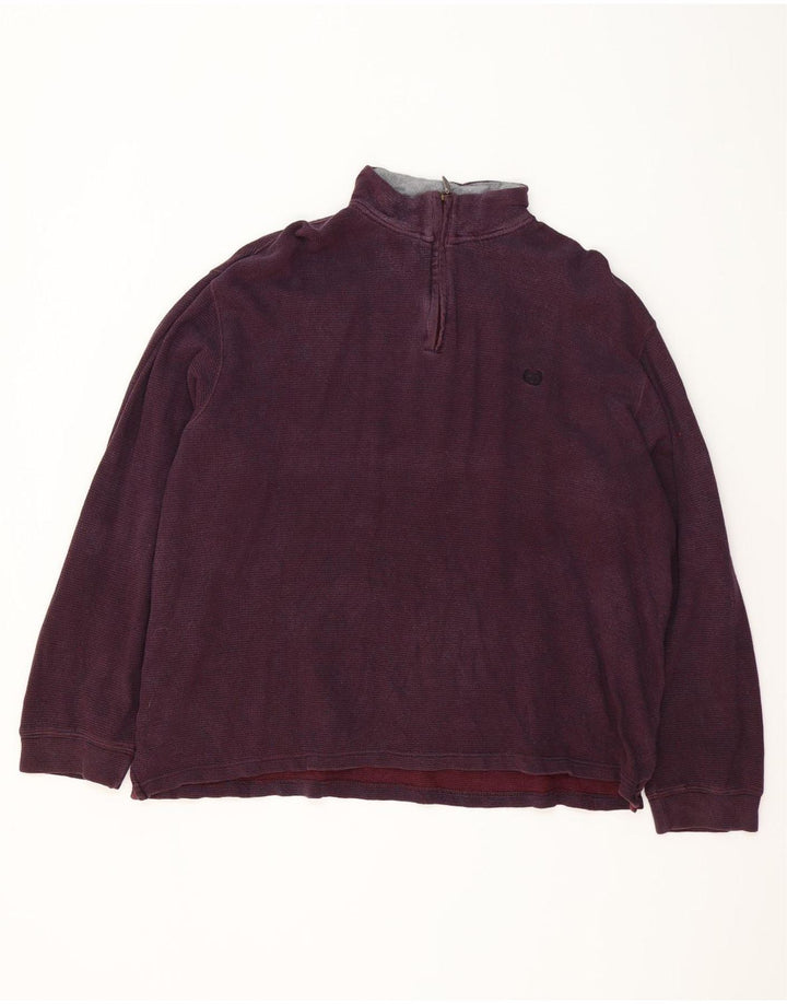 Felpa Chaps da uomo con zip e collo, 2XL, cotone bordeaux