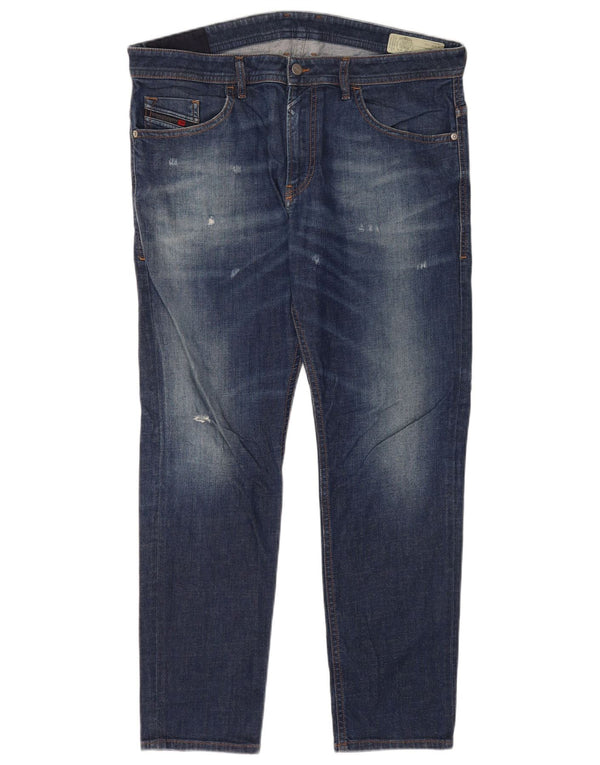 Jeans skinny slim da uomo Diesel Thommer effetto consumato W36 L32 cotone blu