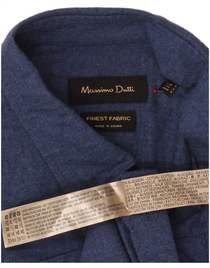 Camicia da uomo Massimo Dutti Large in cotone blu navy