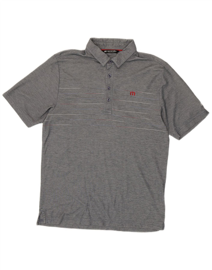 Polo da uomo Travis Mathew in cotone a righe grigio medio