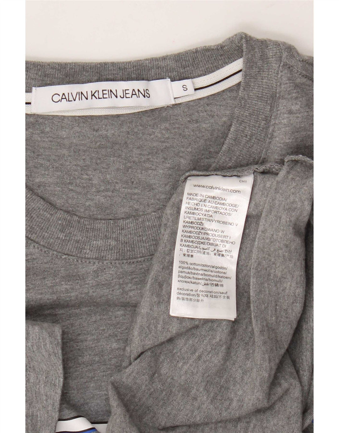 Maglietta grafica da uomo Calvin Klein Jeans Top piccola in cotone grigio