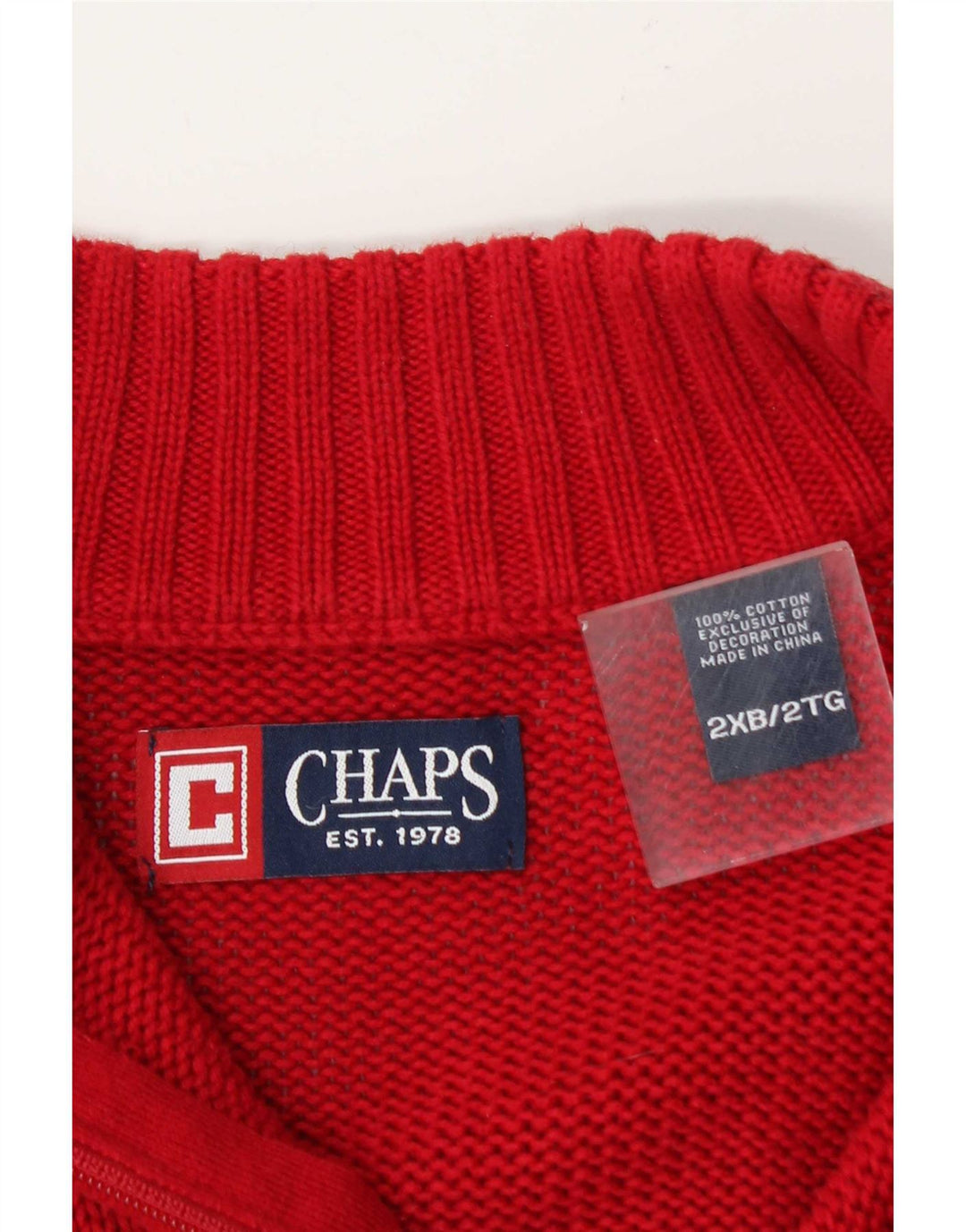 Maglione da uomo Chaps con zip e collo 2XL in cotone rosso