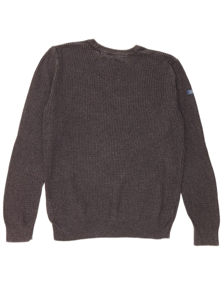 Maglione maglione girocollo da uomo Superdry in cotone grigio medio