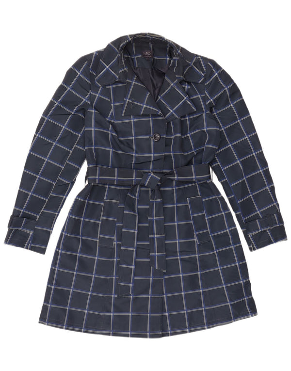 Trench da donna Marks & Spencer UK 12 Poliestere medio a quadri blu navy