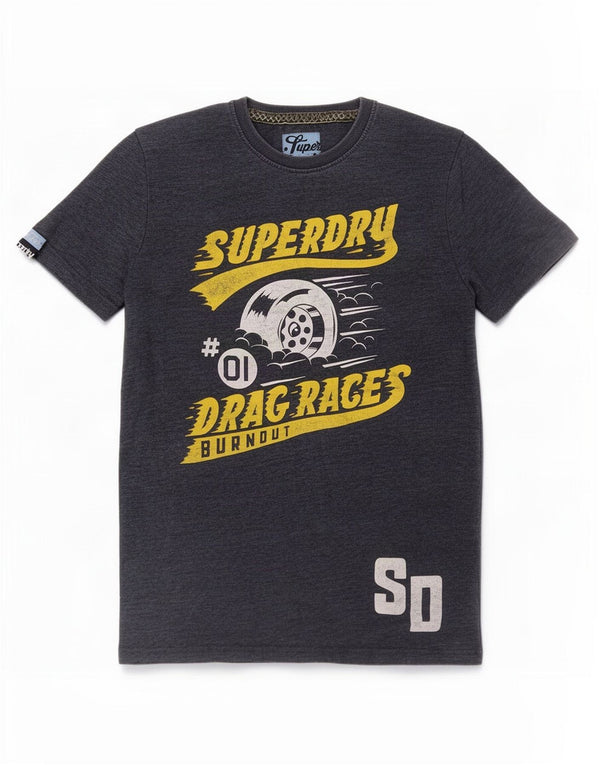 T-shirt grafica da uomo Superdry Top in cotone blu navy medio
