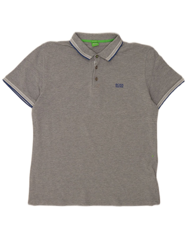 Polo Hugo Boss da uomo vestibilità regolare XL in cotone chiazzato grigio