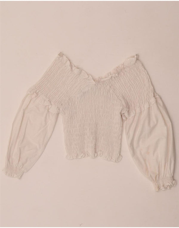 Top Zara da donna a maniche lunghe con spalle scoperte UK 12 bianco medio