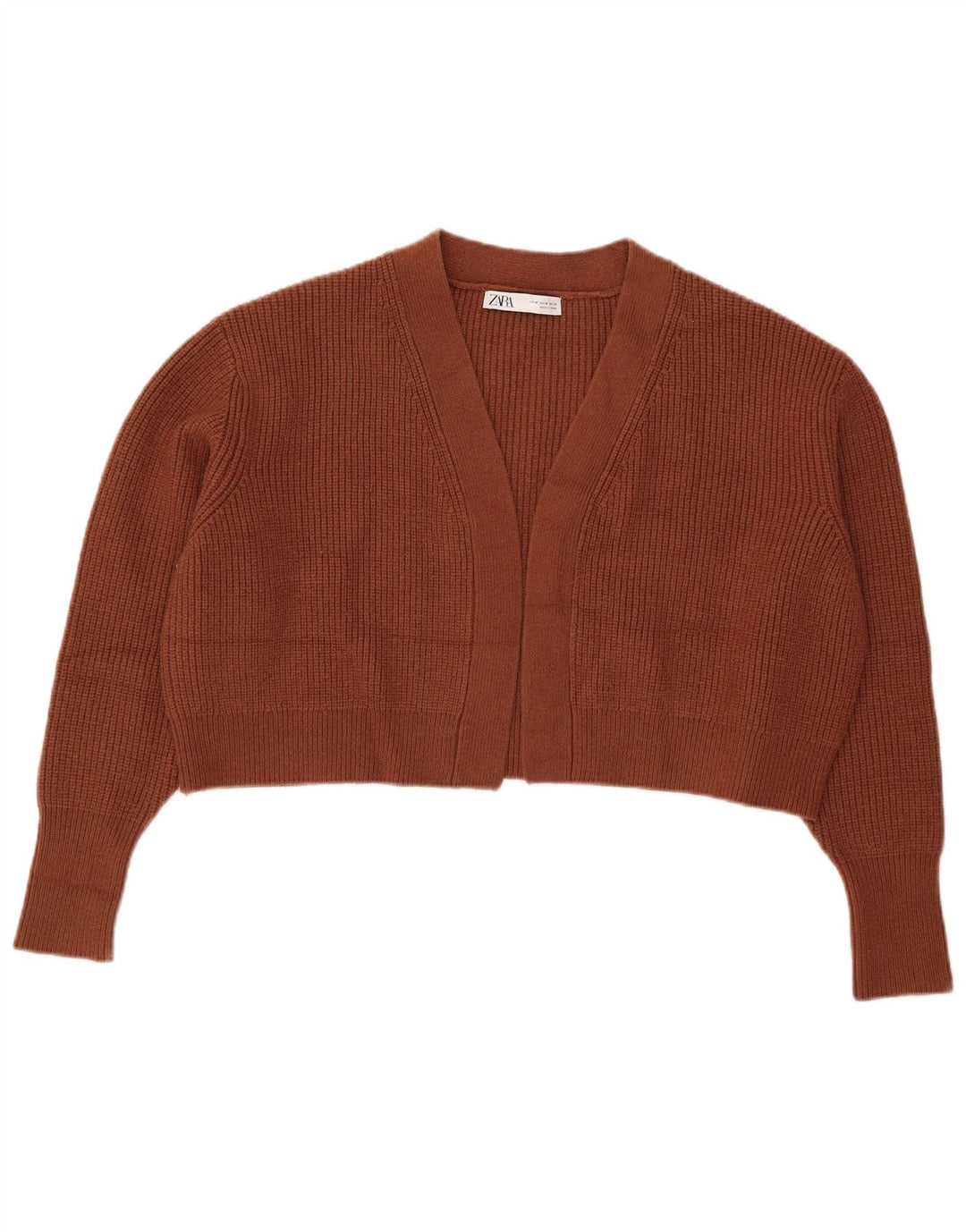 Maglione cardigan aperto corto oversize da donna Zara UK 14 Marrone medio